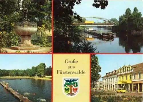 Ansichtskarte, Fürstenwalde Spree, vier Abb., 1988