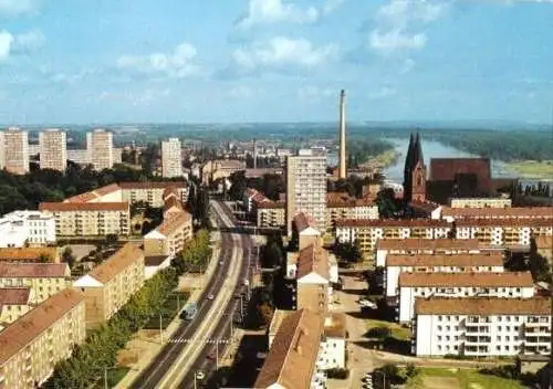 Ansichtskarte, Frankfurt Oder, Blick auf die Karl-Marx-Str., 1986