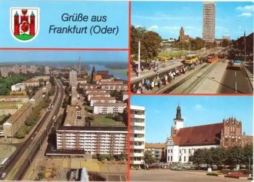 Ansichtskarte, Frankfurt Oder, drei Abb., 1988