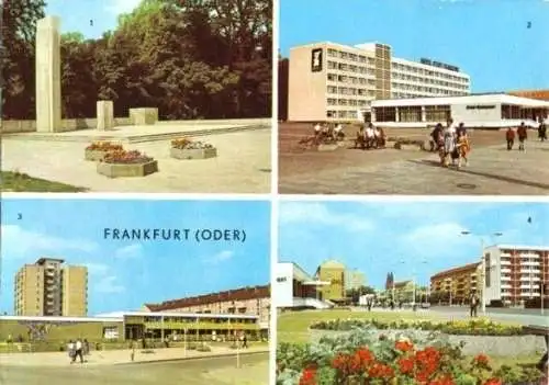 Ansichtskarte, Frankfurt Oder, 4 Abb., u.a. Neubauten, 1973