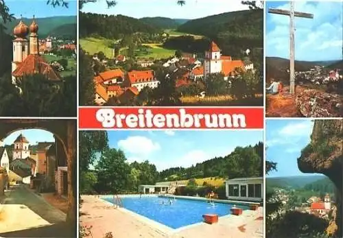 Ansichtskarte, Breitenbrunn Opf., 6 Abb., u.a. Freibad, 1979