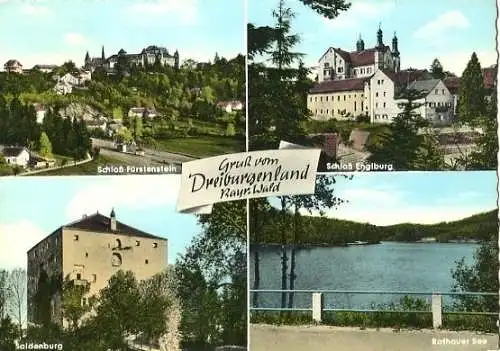 Ansichtskarte, Dreiburgenland Bayr. Wald, vier Abb., 1967