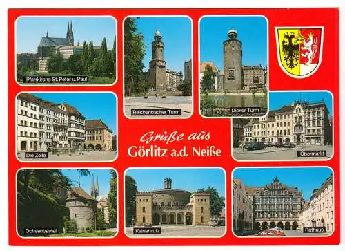 Ansichtskarte, Görlitz, acht Abb., um 1991
