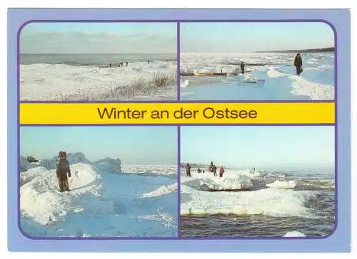 Ansichtskarte, Winter an der Ostsee, vier Abb., 1987