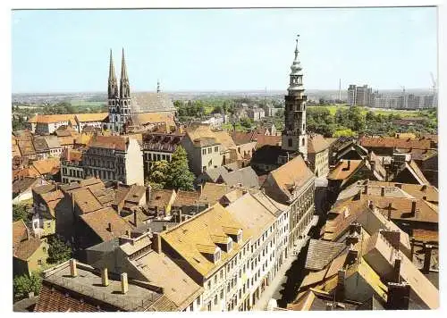 Ansichtskarte, Görlitz, Übersicht in Richtung Peterskirche und Rathaus, um 1993