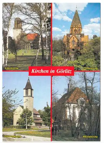 Ansichtskarte, Görlitz, Kirchen in Görlitz, vier Abb., um 1993