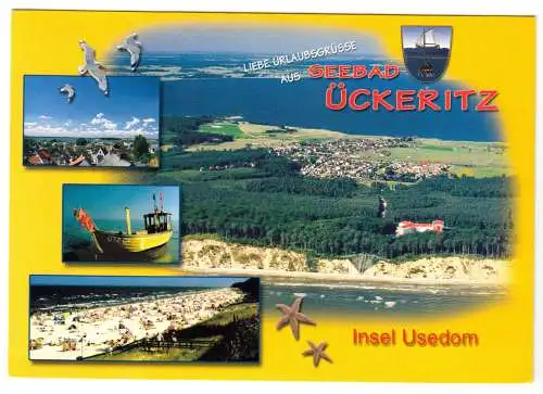 Ansichtskarte, Ückeritz auf Usedom, vier Abb., gestaltet, 2001