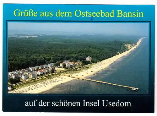 Ansichtskarte, Seebad Bansin auf Usedom, Luftbildansicht, um 1995