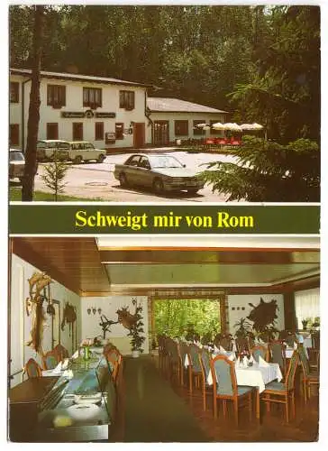 Ansichtskarte, Bad Stuer am Plauer See, Restaurant "Schweigt mir von Rom", zwei Abb., 1995