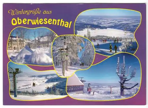 AK, Oberwiesenthal, fünf Wintermotive, gestaltet, um 2000