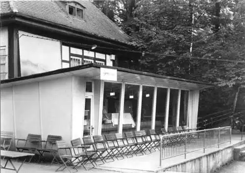 Ansichtskarte, Saalfeld Saale, Feengrotten, Gartenlokal, 1973