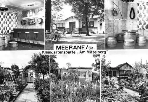 Ansichtskarte, Meerane Sachs, sechs. Abb., Kleingartensparte, 1978