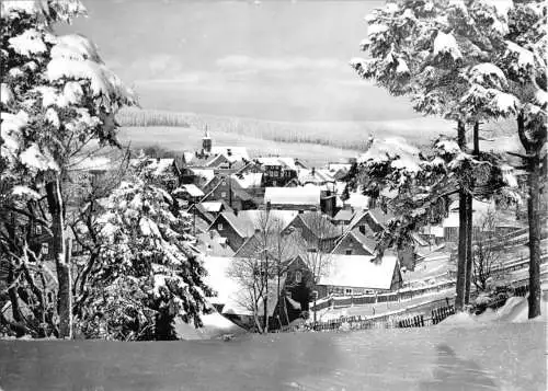 Ansichtskarte, Schmiedefeld Rennsteig, winterl. Teilansicht, 1968
