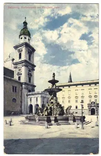 Ansichtskarte, Salzburg, Hofbrunnen am Residenzplatz, 1911