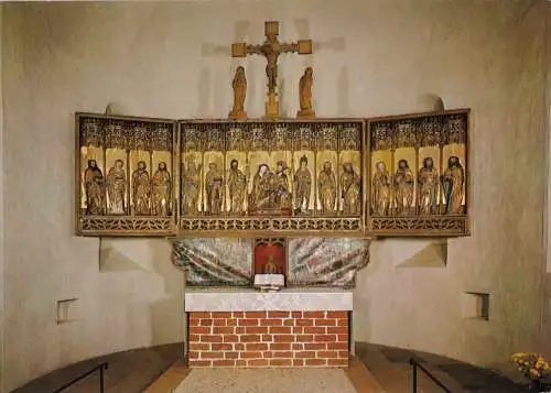 Ansichtskarte, Nieblum auf Föhr, St. Johannis-Kirche, Altar, um 1990