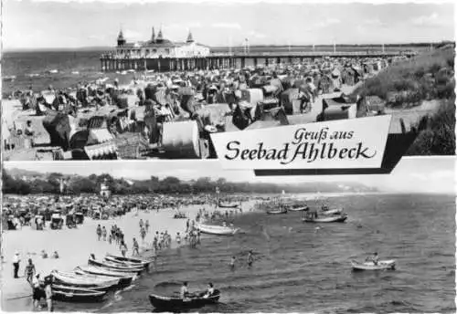 Ansichtskarte, Seebad Ahlbeck Usedom, zwei Abb., 1963