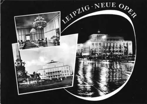 AK, Leipzig, Neue Oper, drei Abb., gestaltet, 1961