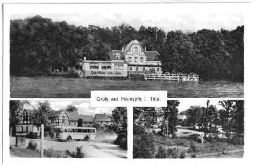 AK, Hainspitz Thür., drei Abb., Gasthaus am See, 1955