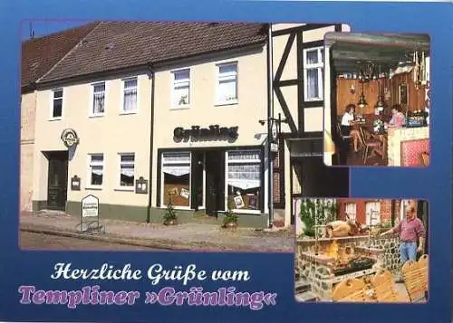 Ansichtskarte, Templin, Gaststätte "Grünling", 3 Abb., ca. 1996