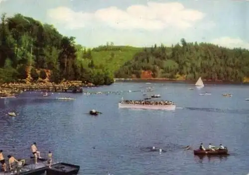 Ansichtskarte, Talsperre Kriebstein, Badestelle am Stausee, 1967