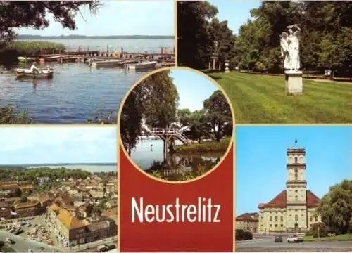 AK, Neustrelitz, 5 Abb., u.a. Luftbild, ca. 1990