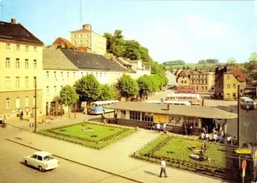 Ansichtskarte, Schleiz, Am Neumarkt, belebt, 1984