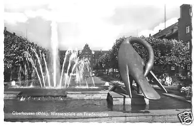 Ansichtskarte, Oberhausen Rhld., Wasserspiele Friedensplatz, 1966