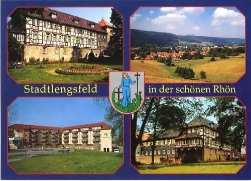 Ansichtskarte, Stadtlengsfeld Rhön, 4 Abb., u.a. Burg-Klinik, 1996