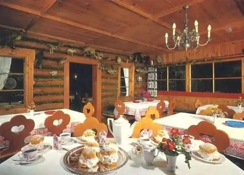 Ansichtskarte, Garmisch-Partenkirchen, Hotel Almhütte, innen, 1973