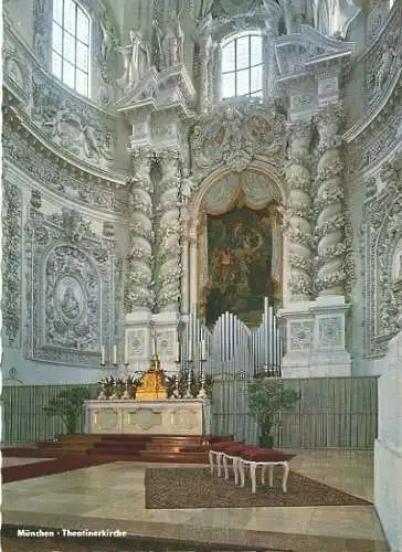 Ansichtskarte, München, Theatinerkirche, Blick z. Altar, ca. 1972