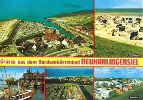 Ansichtskarte, Neuharlingersiel, fünf Abb., 1979