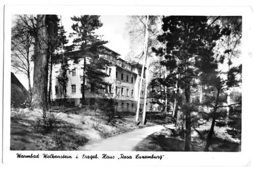 Ansichtskarte, Warmbad Wolkenstein Erzgeb., Haus "Rosa Luxemburg", 1957