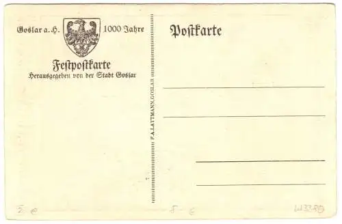 AK, Goslar, Künstlerkarte, 1000-Jahr-Feier, 1922