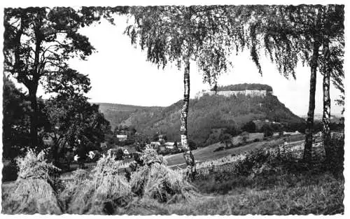 AK, Königstein Sächs. Schweiz, Blick von Pfaffendorf zur Festung, 1961