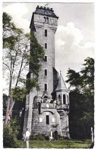 AK, Marburg Lahn, Waldgaststätte Spiegellust, Aussichtsturm, 1960