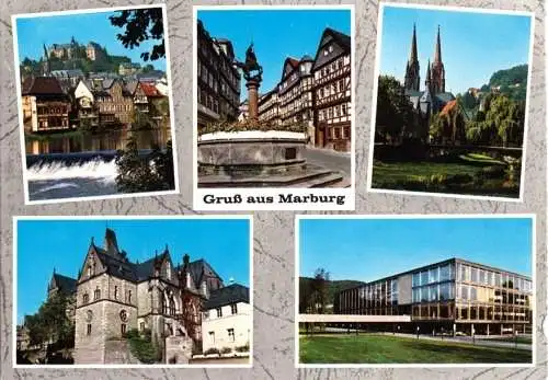 AK, Marburg Lahn, fünf Abb., gestaltet, um 1968