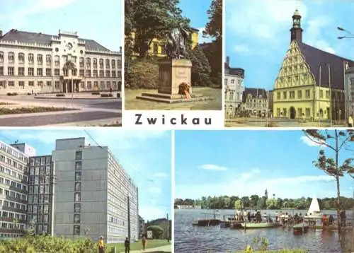 Ansichtskarte, Zwickau, fünf Abb., 1976