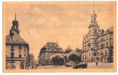 AK, Stollberg Sachs., Markt mit Rathaus, 1952