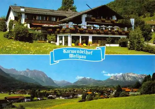 Ansichtskarte, Wallgau Obb., Karwendelhof, zwei Abb., 1996