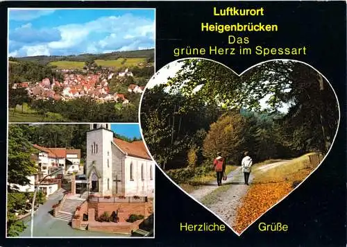 Ansichtskarte, Heigenbrücken Spessart, drei Abb., gestaltet, 1982