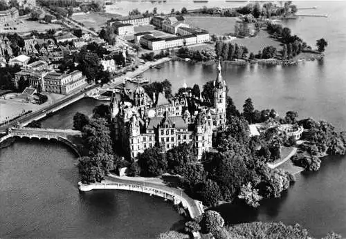 Ansichtskarte, Schwerin, Schloß, Luftbildansicht, 1972