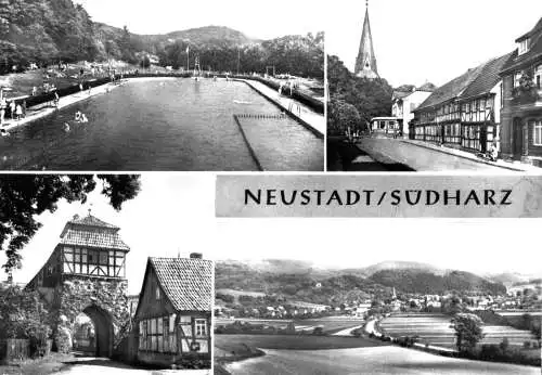 Ansichtskarte, Neustadt Südharz, vier Abb., 1973