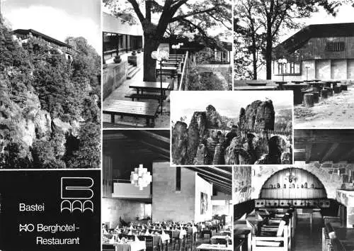Ansichtskarte, Sächs. Schweiz, Bastei, HO-Berghotel - Restaurant, sechs Abb., 1980