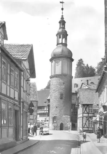 AK, Stolberg Harz, Straßenpartie mit Seigerturm, 1975