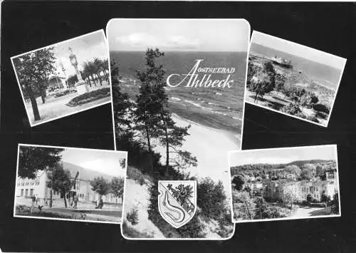 Ansichtskarte, Seebad Ahlbeck auf Usedom, fünf Abb., gestaltet, 1964