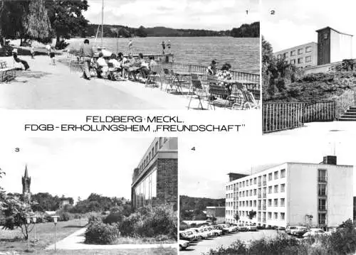 Ansichtskarte, Feldberg Meckl., FDGB-Erholungsheim "Freundschaft", vier Abb., 1979
