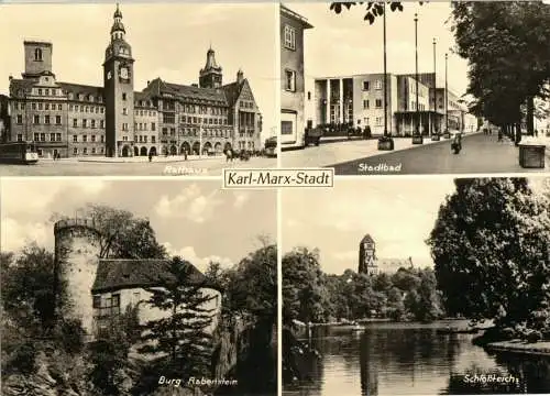 Ansichtskarte, Karl-Marx-Stadt, Chemnitz, vier Abb., 1960