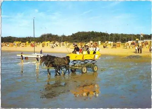 Ansichtskarte, Cuxhaven - Sahlenburg, Wattwagen zur Insel Neuwerk, 1987