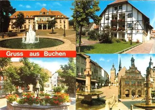 Ansichtskarte, Buchen Odenwald, vier Abb., 1991