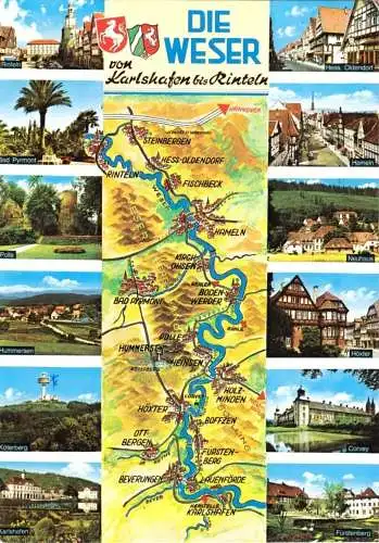 AK, Die Weser von Karlshfen bis Rinteln, 12 Abb. und Landkarte, 1973